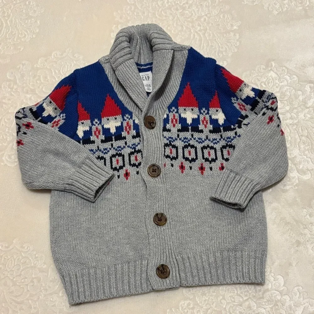BABY GAP CARDIGAN WITH GNOMES